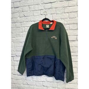 Levi's Mens XL Relaxed Fit Fleece Pullover Green Blue Red Quater Zip Sweater